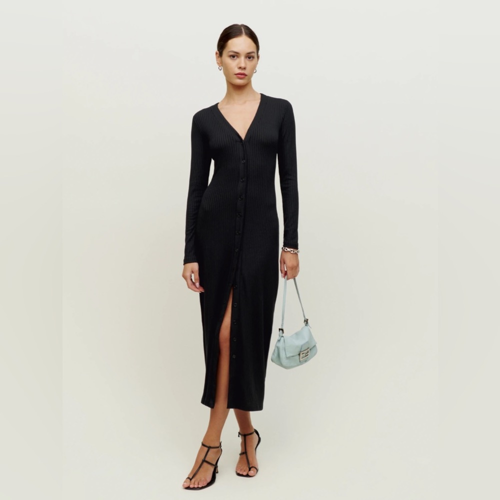 Reformation Ricky Knit black midi Dress